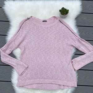 Express pink zippered cold shoulder sweater